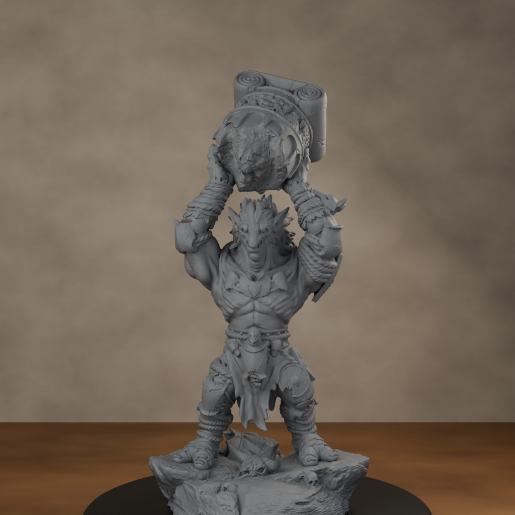Blackspring Troll Pose 04 - unpainted resin miniature digital render - high angle