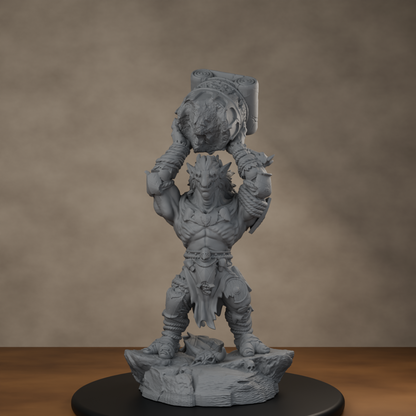 Blackspring Troll Pose 04 - unpainted resin miniature digital render - low angle