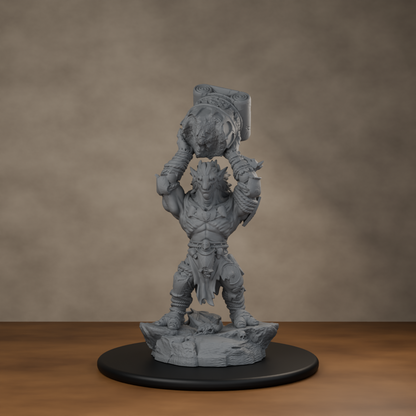 Blackspring Troll Pose 04 - unpainted resin miniature digital render - scale on wheel