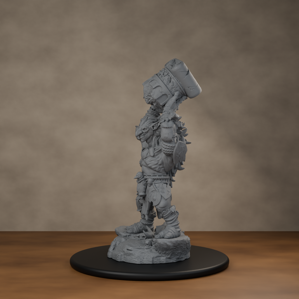 Blackspring Troll Pose 04 - unpainted resin miniature digital render - side