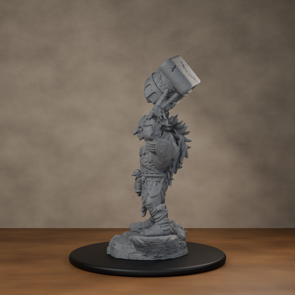 Blackspring Troll Pose 04 - unpainted resin miniature digital render - side left