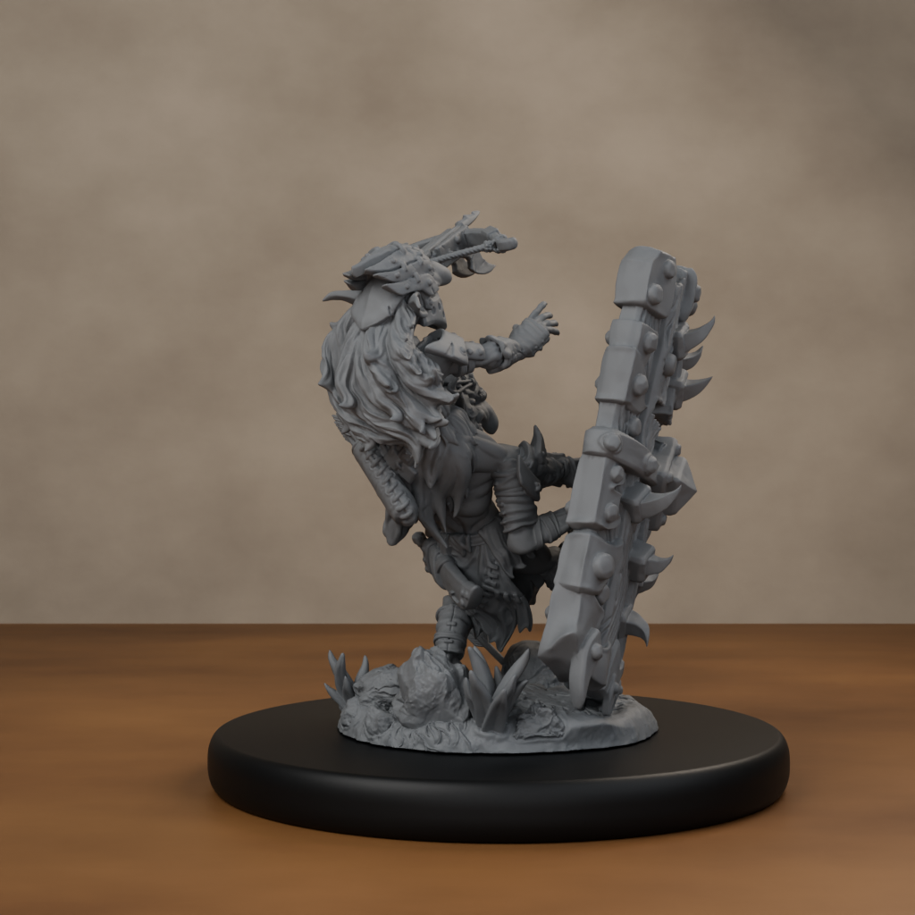 Blocknsock Chucks Pose 01 - unpainted resin miniature digital render - back