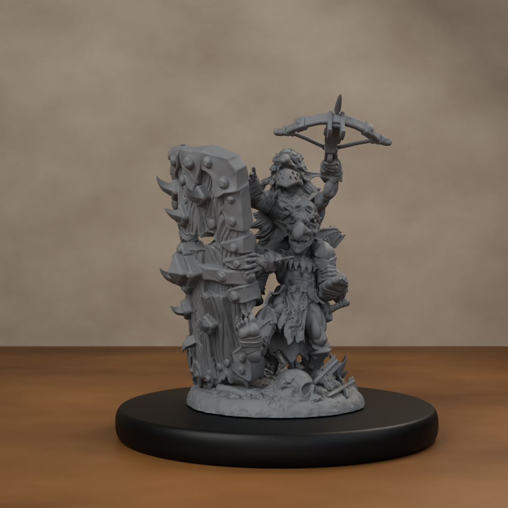 Blocknsock Chucks Pose 01 - unpainted resin miniature digital render - front right 3q