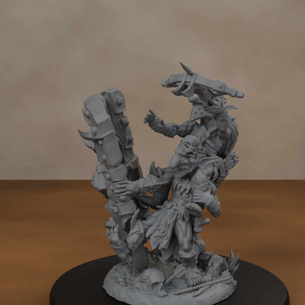 Blocknsock Chucks Pose 01 - unpainted resin miniature digital render - high angle