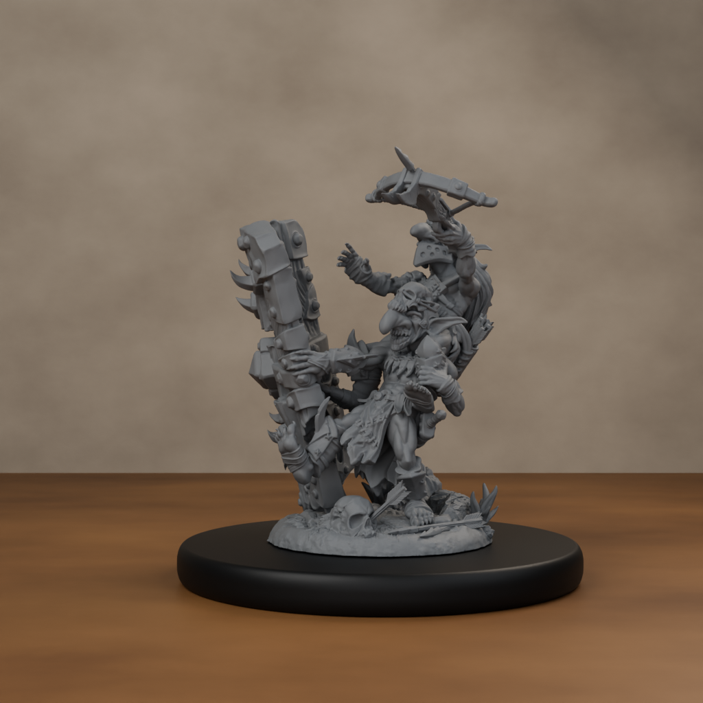 Blocknsock Chucks Pose 01 - unpainted resin miniature digital render - scale on wheel