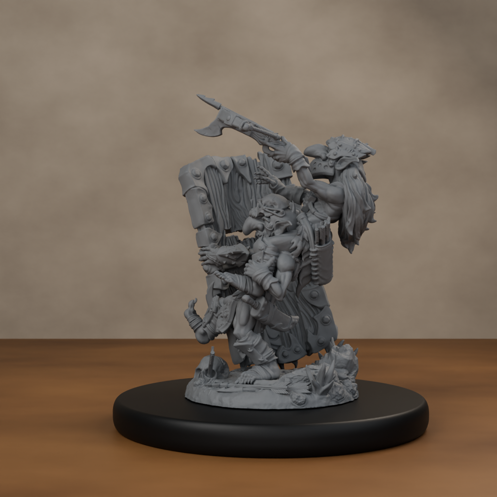 Blocknsock Chucks Pose 01 - unpainted resin miniature digital render - side