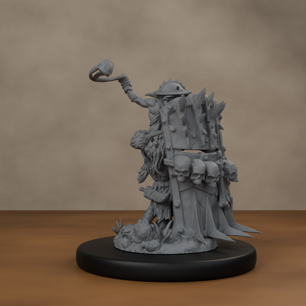 Blocknsock Chucks Pose 02 - unpainted resin miniature digital render - back