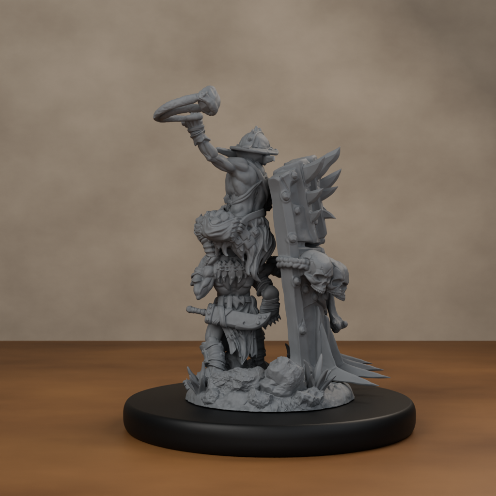 Blocknsock Chucks Pose 02 - unpainted resin miniature digital render - back left 3q