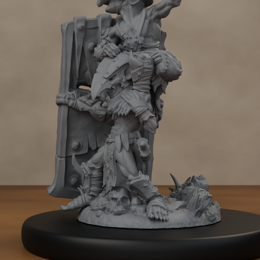 Blocknsock Chucks Pose 02 - unpainted resin miniature digital render - detail base