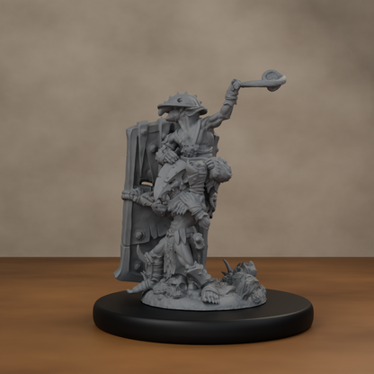 Blocknsock Chucks Pose 02 - unpainted resin miniature digital render - front left 3q