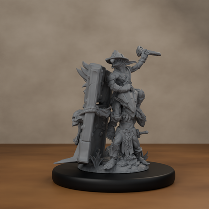Blocknsock Chucks Pose 02 - unpainted resin miniature digital render - front right 3q