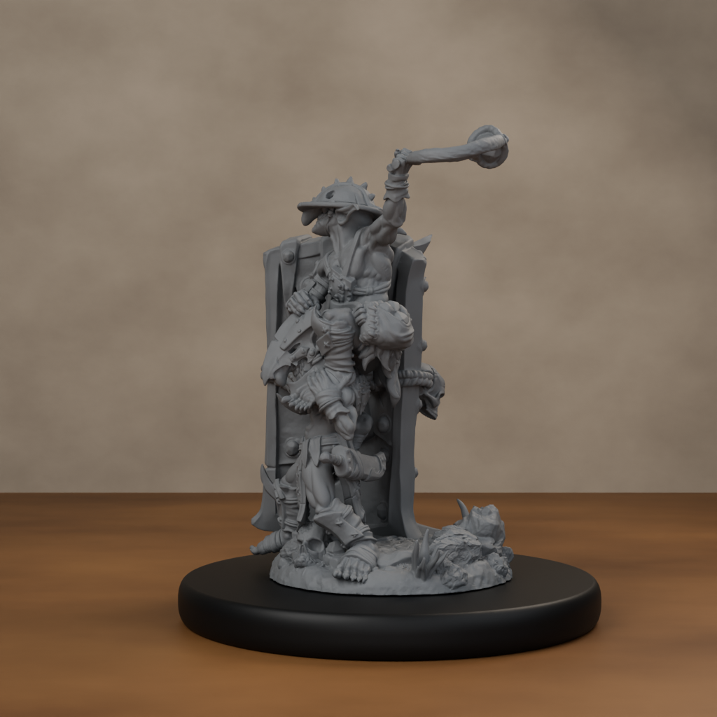 Blocknsock Chucks Pose 02 - unpainted resin miniature digital render - side