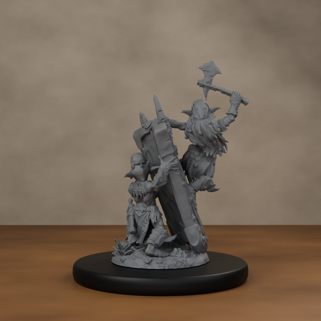 Blocknsock Chucks Pose 03 - unpainted resin miniature digital render - back