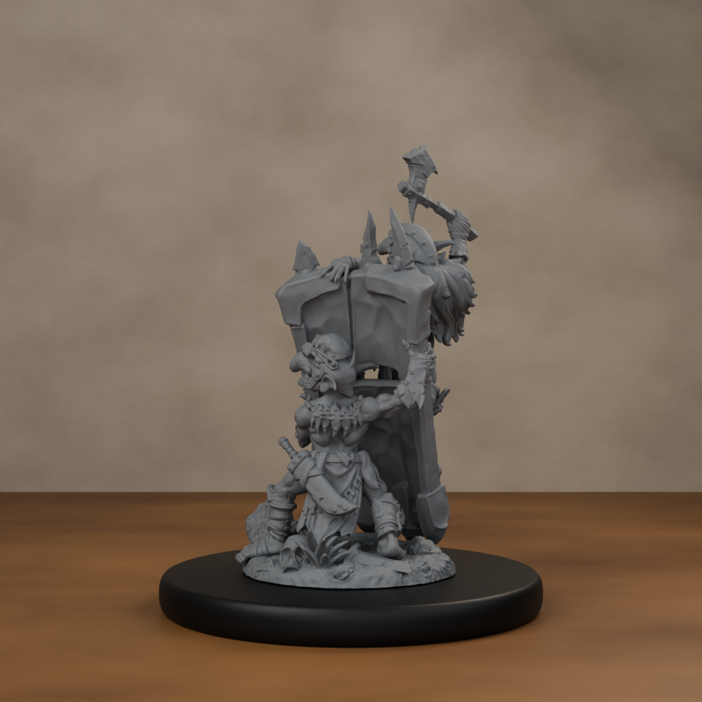 Blocknsock Chucks Pose 03 - unpainted resin miniature digital render - back left 3q