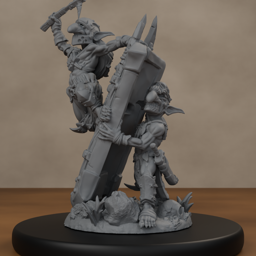 Blocknsock Chucks Pose 03 - unpainted resin miniature digital render - detail base