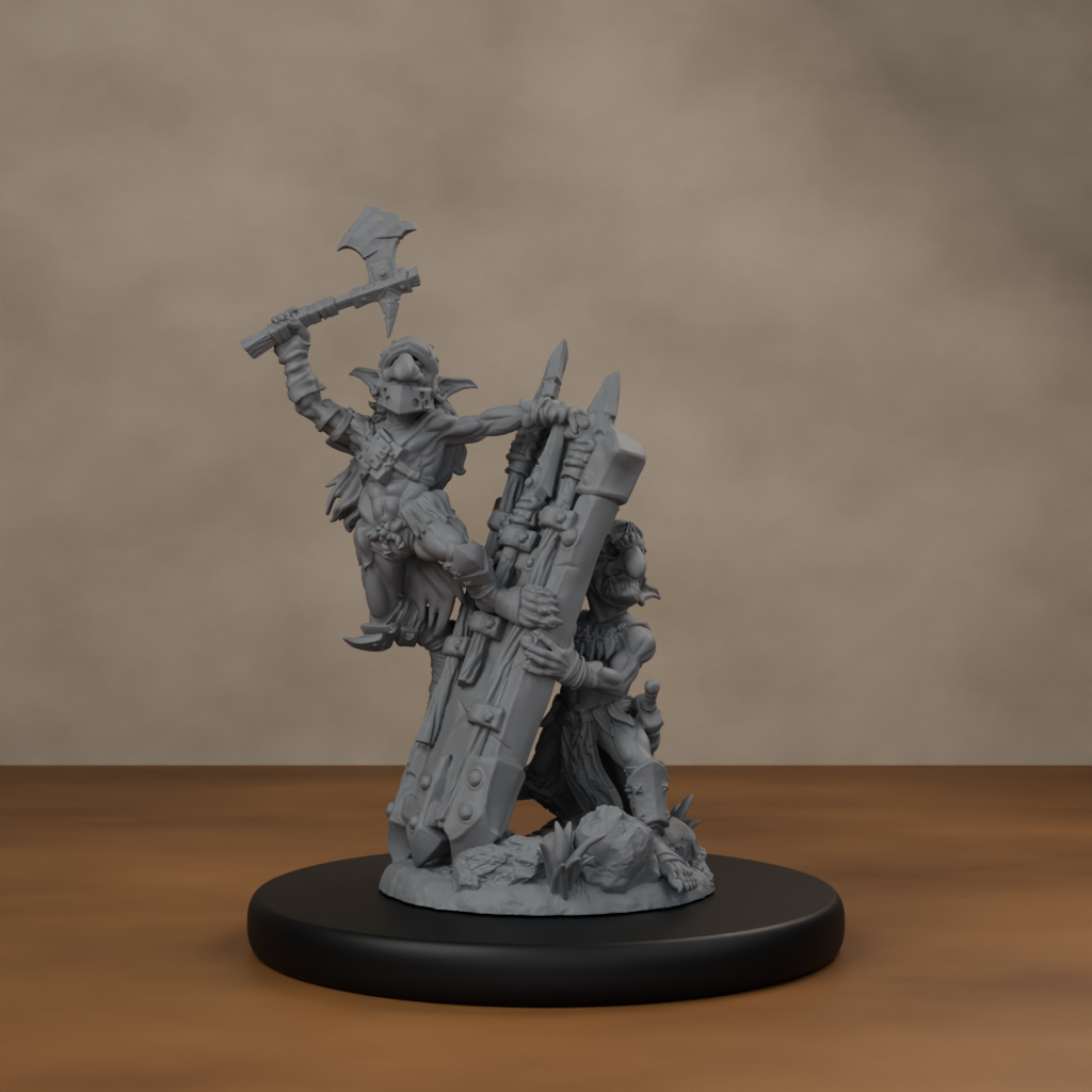 Blocknsock Chucks Pose 03 - unpainted resin miniature digital render - hero