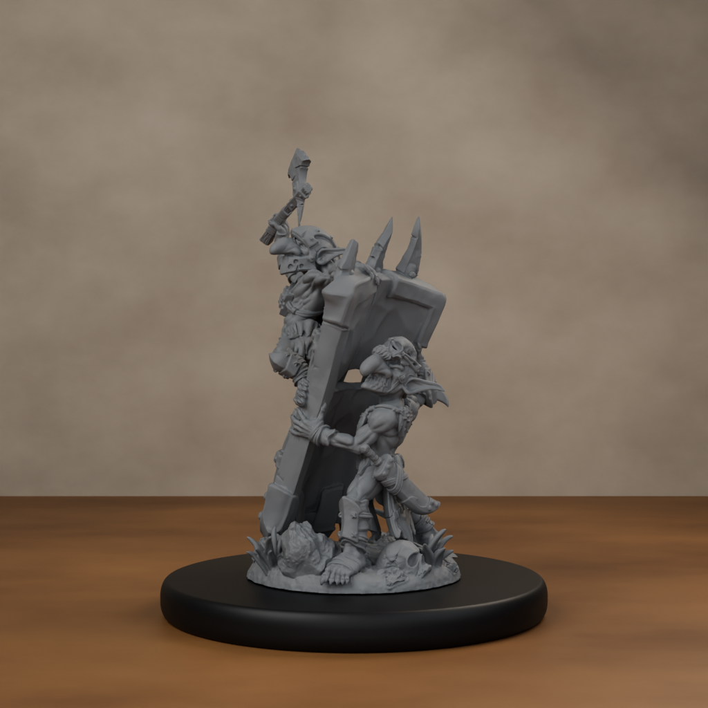 Blocknsock Chucks Pose 03 - unpainted resin miniature digital render - side