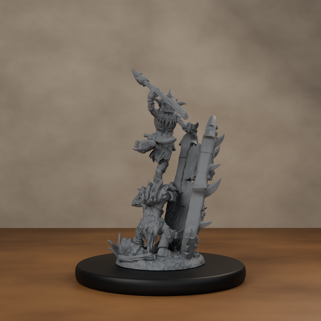 Blocknsock Chucks Pose 04 - unpainted resin miniature digital render - back