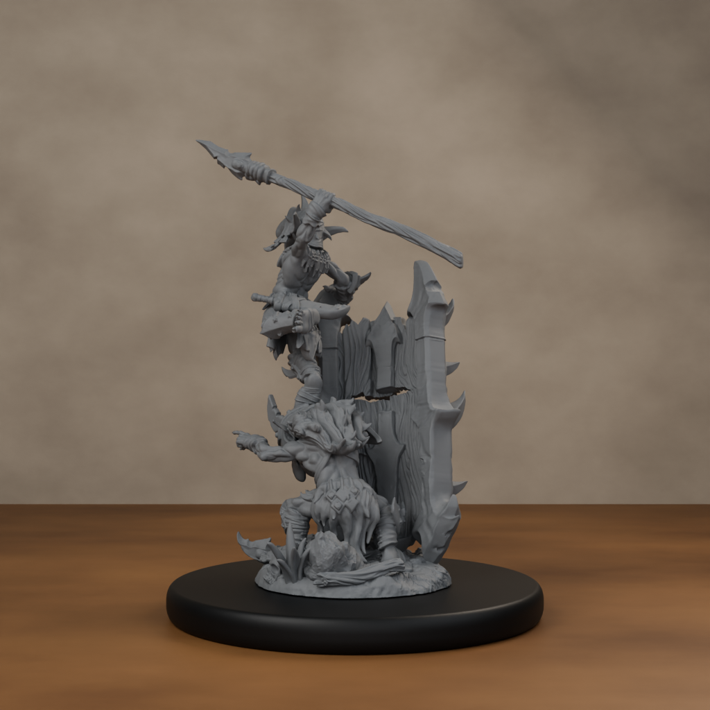 Blocknsock Chucks Pose 04 - unpainted resin miniature digital render - back left 3q