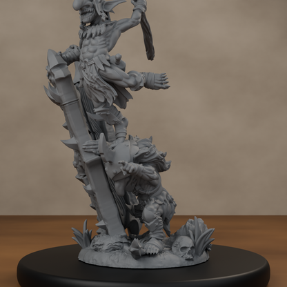 Blocknsock Chucks Pose 04 - unpainted resin miniature digital render - detail base