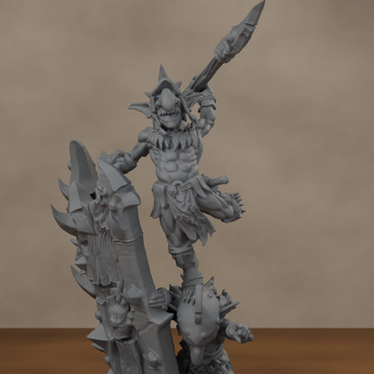 Blocknsock Chucks Pose 04 - unpainted resin miniature digital render - detail upper
