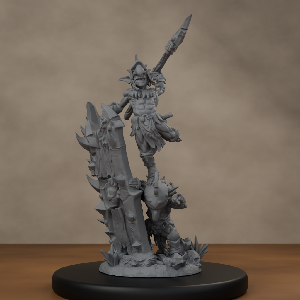 Blocknsock Chucks Pose 04 - unpainted resin miniature digital render - low angle