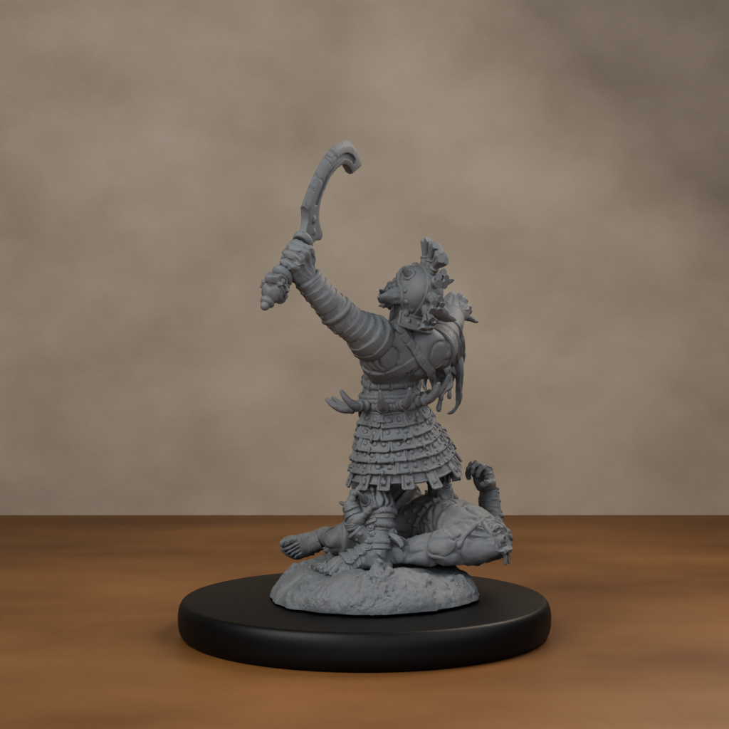 Boncesnagga - The Pit Fighter - unpainted resin miniature digital render - back left 3q