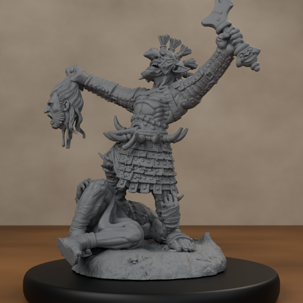 Boncesnagga - The Pit Fighter - unpainted resin miniature digital render - detail base