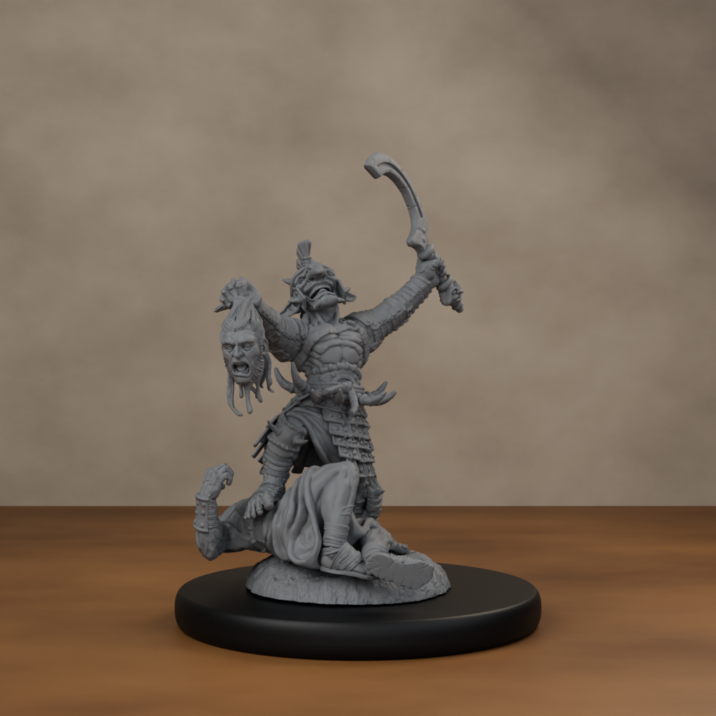 Boncesnagga - The Pit Fighter - unpainted resin miniature digital render - front right 3q