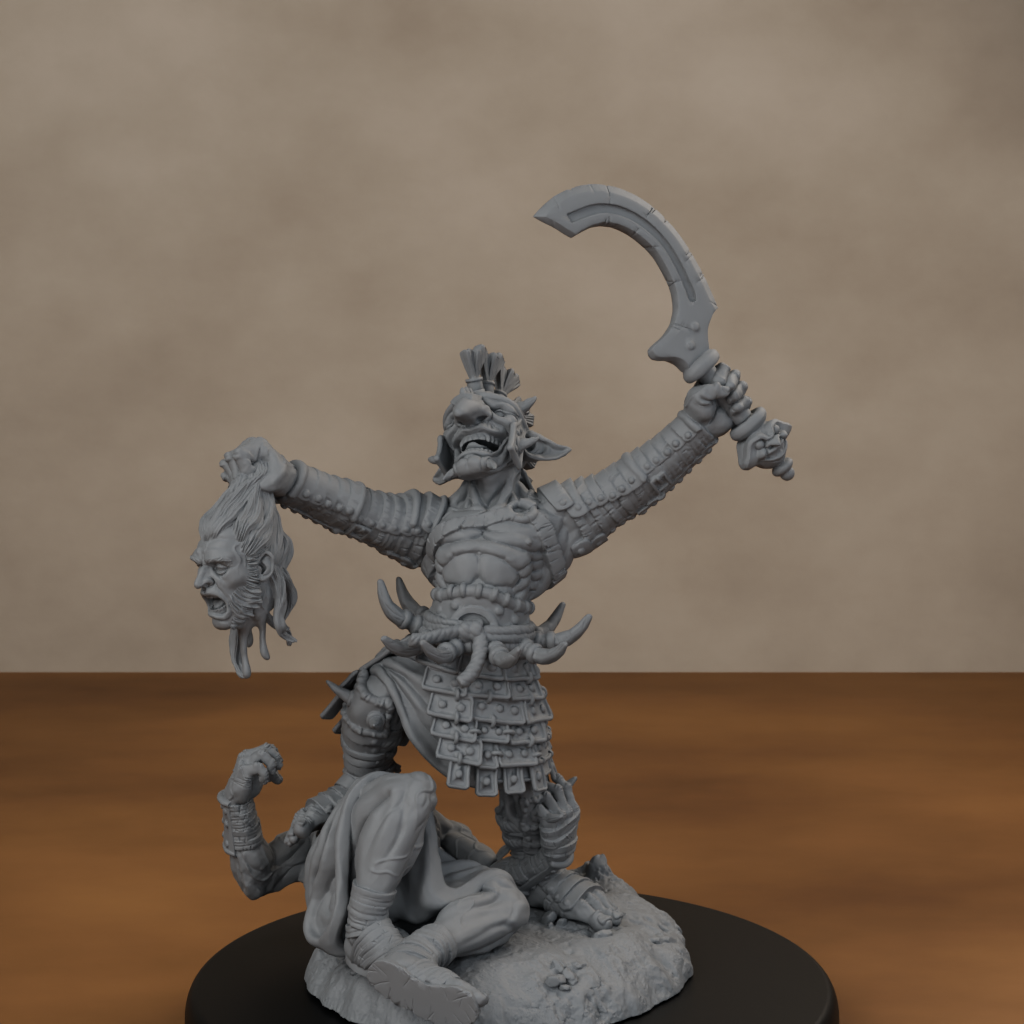 Boncesnagga - The Pit Fighter - unpainted resin miniature digital render - high angle