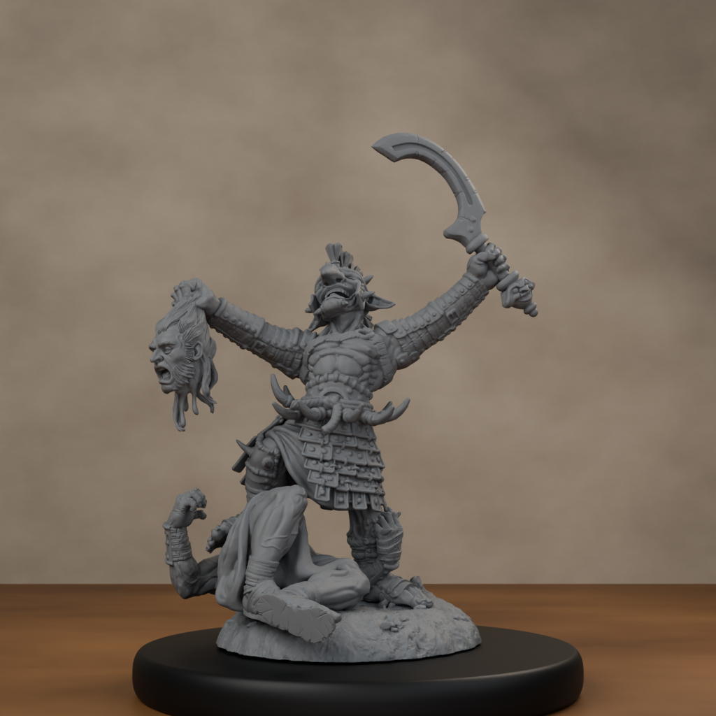 Boncesnagga - The Pit Fighter - unpainted resin miniature digital render - low angle