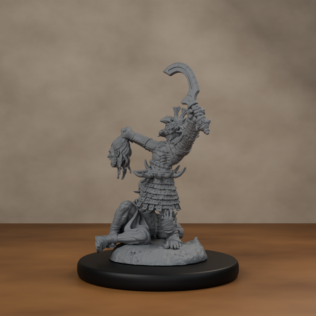 Boncesnagga - The Pit Fighter - unpainted resin miniature digital render - side