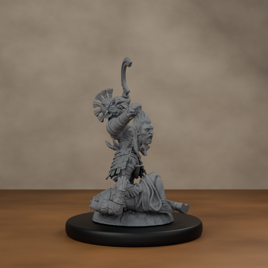 Boncesnagga - The Pit Fighter - unpainted resin miniature digital render - side right
