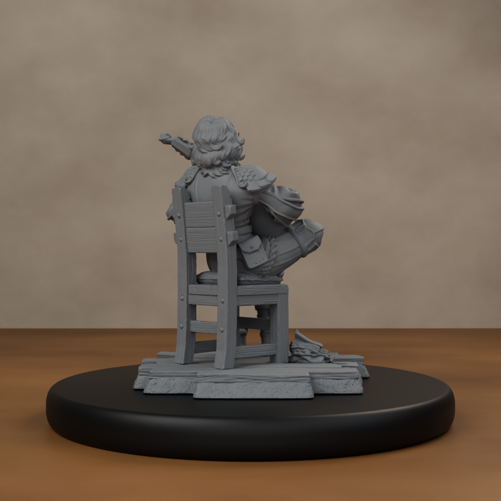 Lysandir Starwhisper - unpainted resin miniature digital render - back right 3q