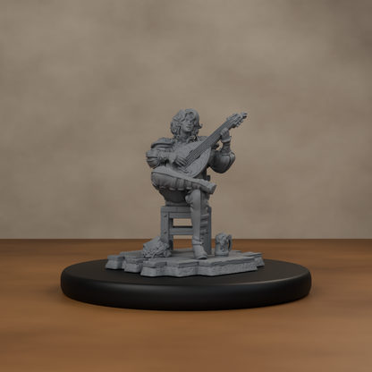 Lysandir Starwhisper - unpainted resin miniature digital render - scale on wheel