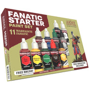 First Paint Kit: Army Painter Warpaints Fanatic Starter Set, basecoating brush and resin elf bard miniature